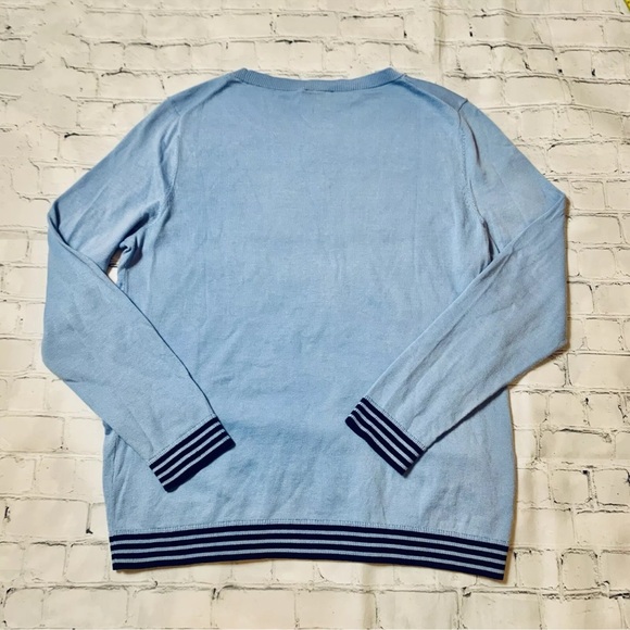 Talbots Womens Intarsia Bon Voyage Sweater Blue Cruise Pullover Size Petite M MP - Picture 9 of 9